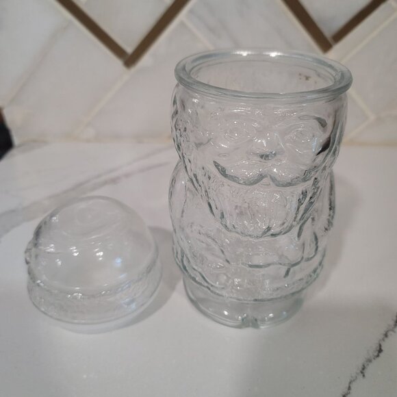 Vintage Santa Claus Clear Glass Canister Jar Container Kitchen Storage candy - Picture 3 of 6